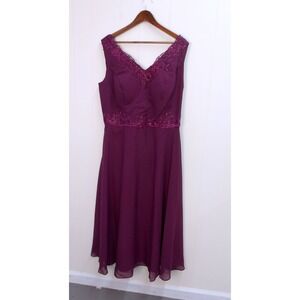 Elegant Purple Chiffon Dress with Lace Trim & Jacket Evening Wear Sz 18W / #8200